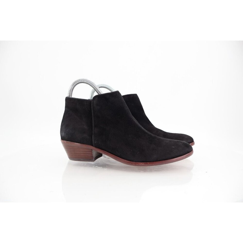 Sam Edelman Petty Size 6.5 Black Suede Leather Ankle Boots Side Zip Booties